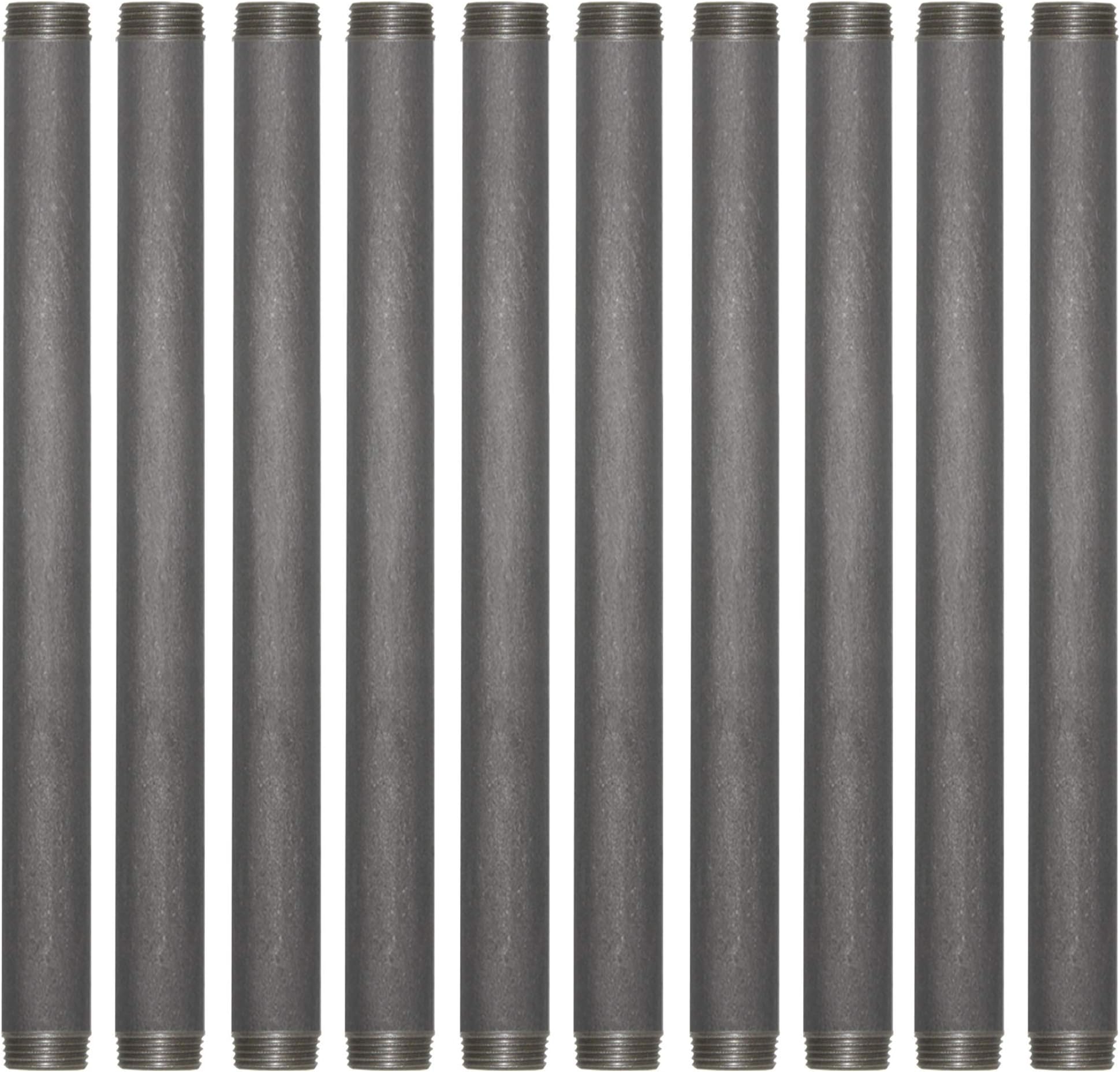 Brooklyn Pipe Sandblast Finish | 1/2 x 10 Inch Heavy Duty Schedule 40 Industrial Pipe | Threaded Pipe Nipple for DIY Shelving and Furniture, 10 Pack