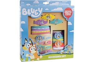 Luv Her Bluey Girls 20 Piece Accessory Set with 3 Barrettes, 4 Snap Hair Clips, 5 Elastics and 8 Terry Ponies- Ages 3+