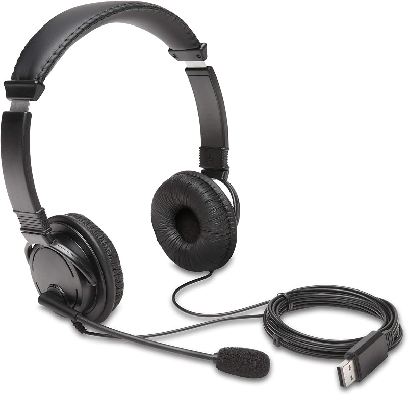 USB-HiFi-Kopfhörer mit Mikrofon, Hochwertiger Stereosound, Einstellbares Mikrofon mit Geräuschunterdrückung (Noise-Cancelling), Headset für Konferenzen, Calls oder Gaming, Schwarz, K97601WW