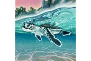 DIAMOND ART CLUB Tropical Sea Turtle Diamond Painting Kit, Fun DIY Crafts for Adults, Round Diamond Art Canvas, 13" x 13"