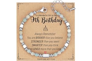 AryaHozel 6-21 Year Old Girl Birthday Gifts, Tiny Natural Stone Bracelet Happy Birthday Gifts for Girls Daughter Granddaughter Niece Sister Best Friend with Meaningful Gift Card