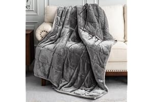 Uttermara Weighted Blanket Queen Size 15lbs 60x80 inches with Soft Plush Fleece, Cozy Warm Sherpa Snuggle Thick Heavy Blanket Great for Sleep and Calming, Grey