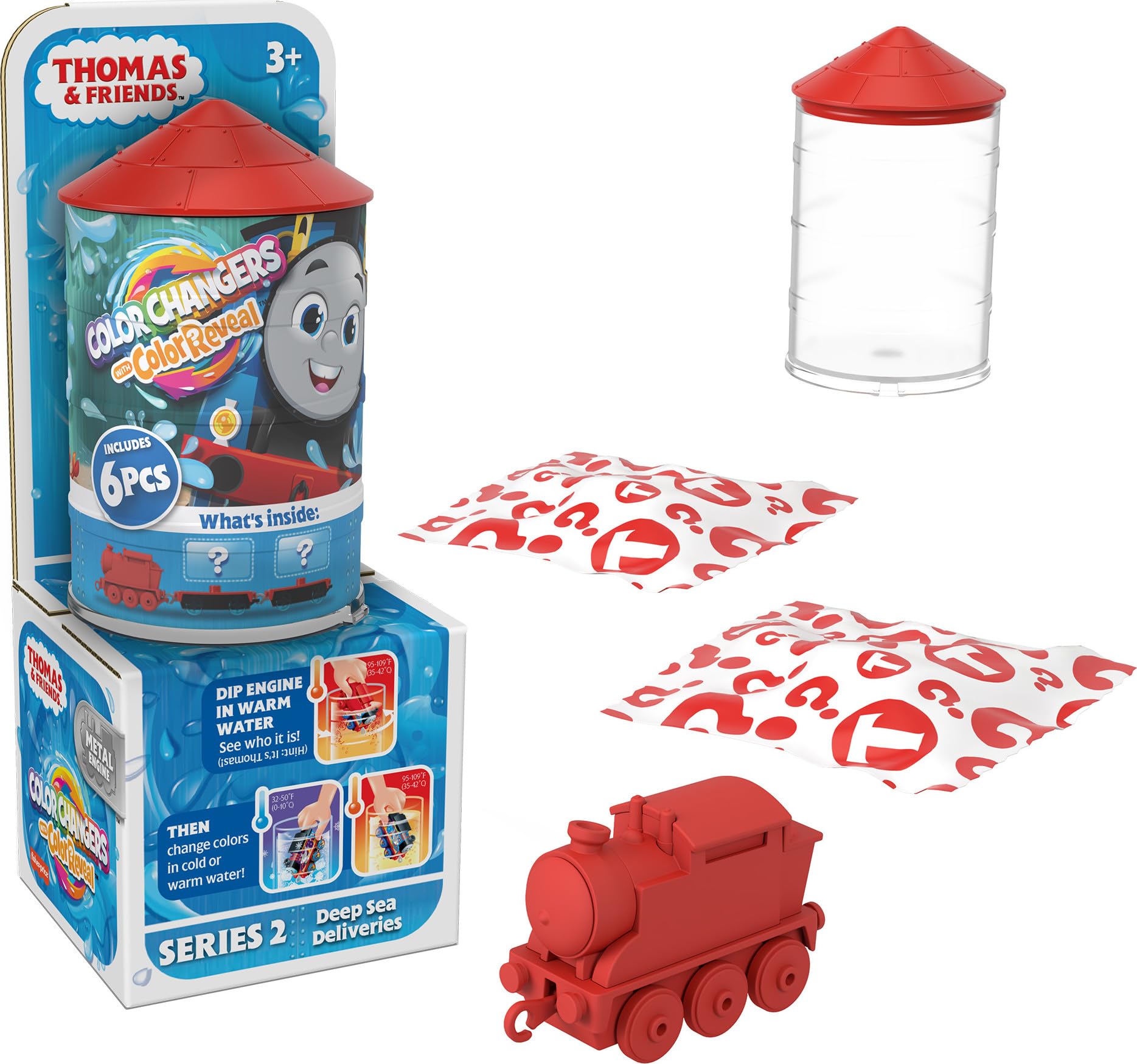 Thomas & Friends Mystery Toy Trains Collection of Color Reveal Engines with Color-Changing Action plus Surprise Cargo for Kids Ages 3 Years+, HNP80