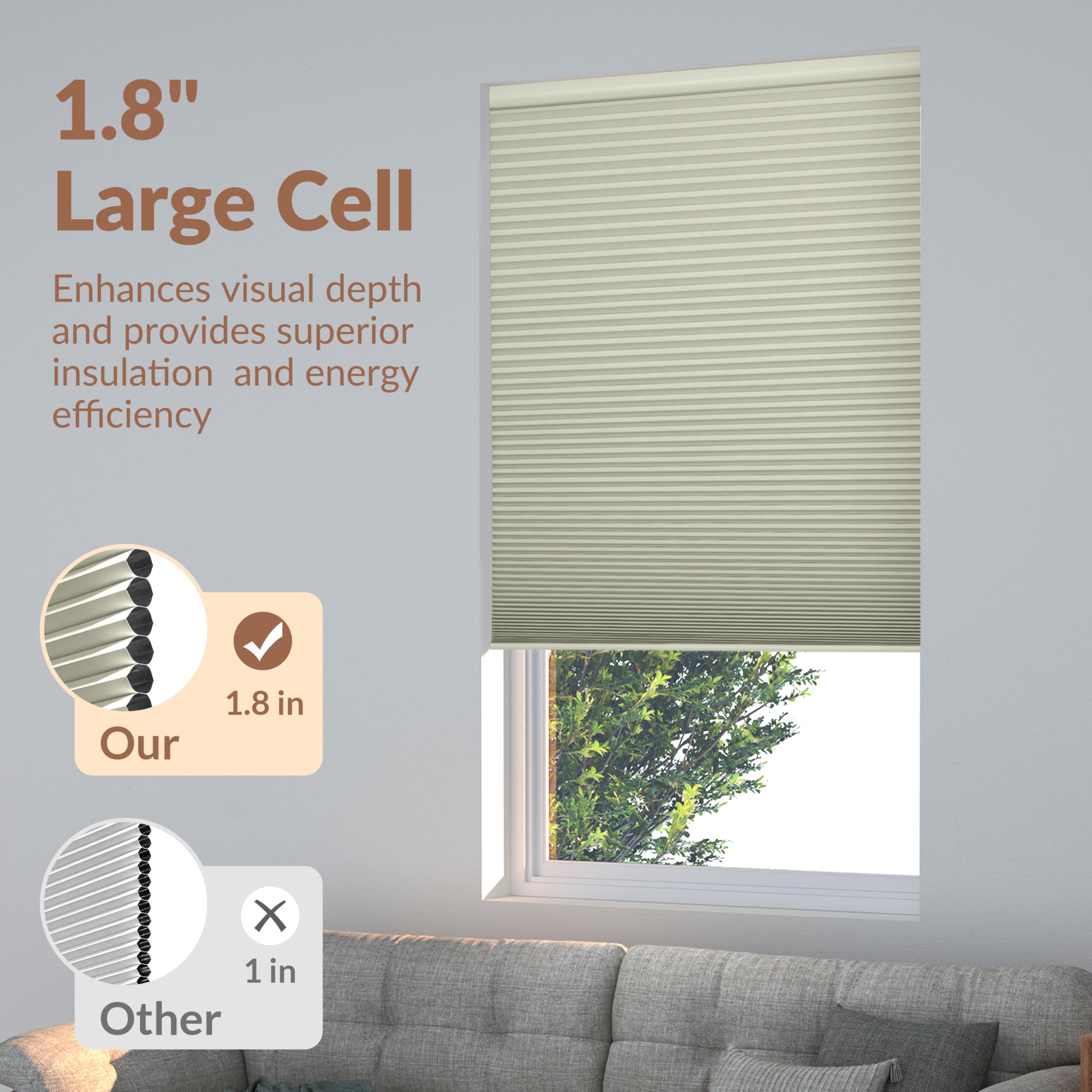 Boolegon Blackout Cellular Shades Cordless Pull