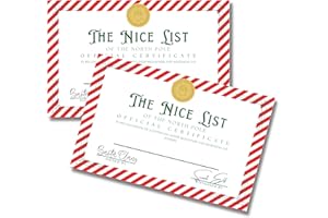 LASHICORN Nice List Official Certificate | 25pk | 5.5” x 8.5” Size | Christmas Holiday Naughty or Nice | North Pole Mail | Santa Cam | Official Nice List Certificate from Santa on Cardstock