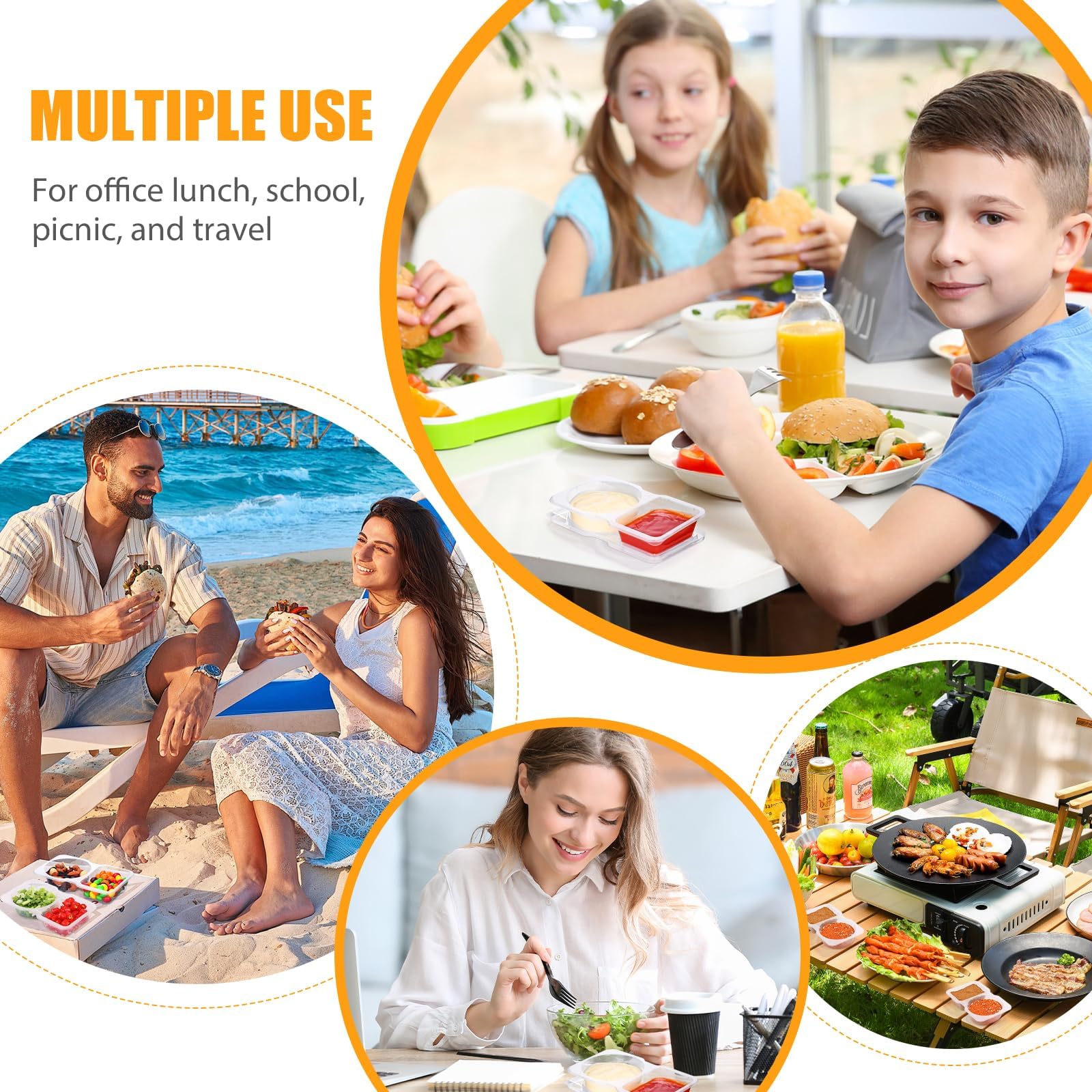 XoeLLe 16 Stück Plastikbecher mit Deckel, 60+70 ml Deli Cups, Auslaufsichere Deli Container, Kleine Dosen mit Deckel Plastik, Mikrowellenfest Kleine Dosen für Soßen, Dips, Gewürze, Snacks 6