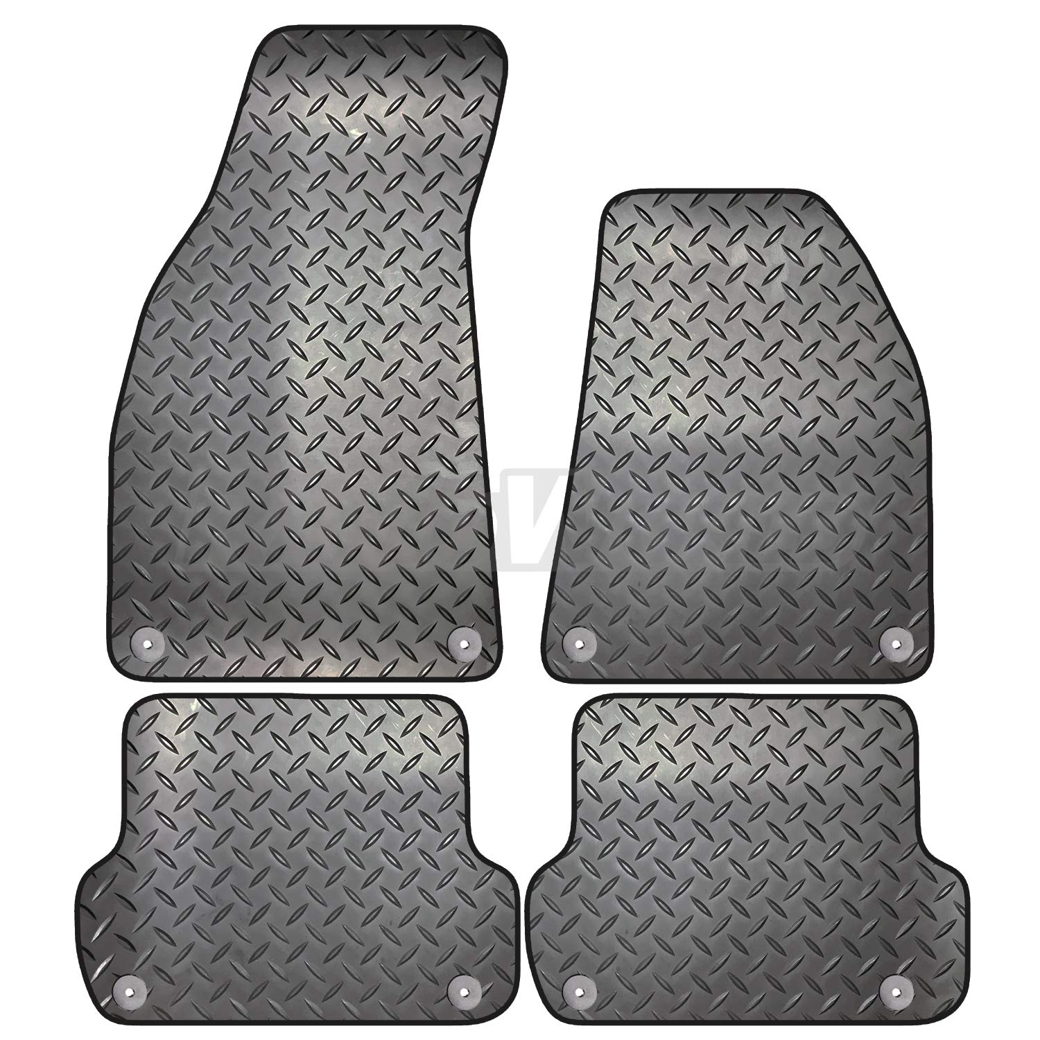Carsio Rubber 4 Piece Car Mat Set For Audi A4 B6 B7 2000-2008 [with 8 Clip] Tailored Fit Floor Mat Complete Accessory Black Custom Fitted - All Weather & Heavy Duty, Anti-Slip Backing