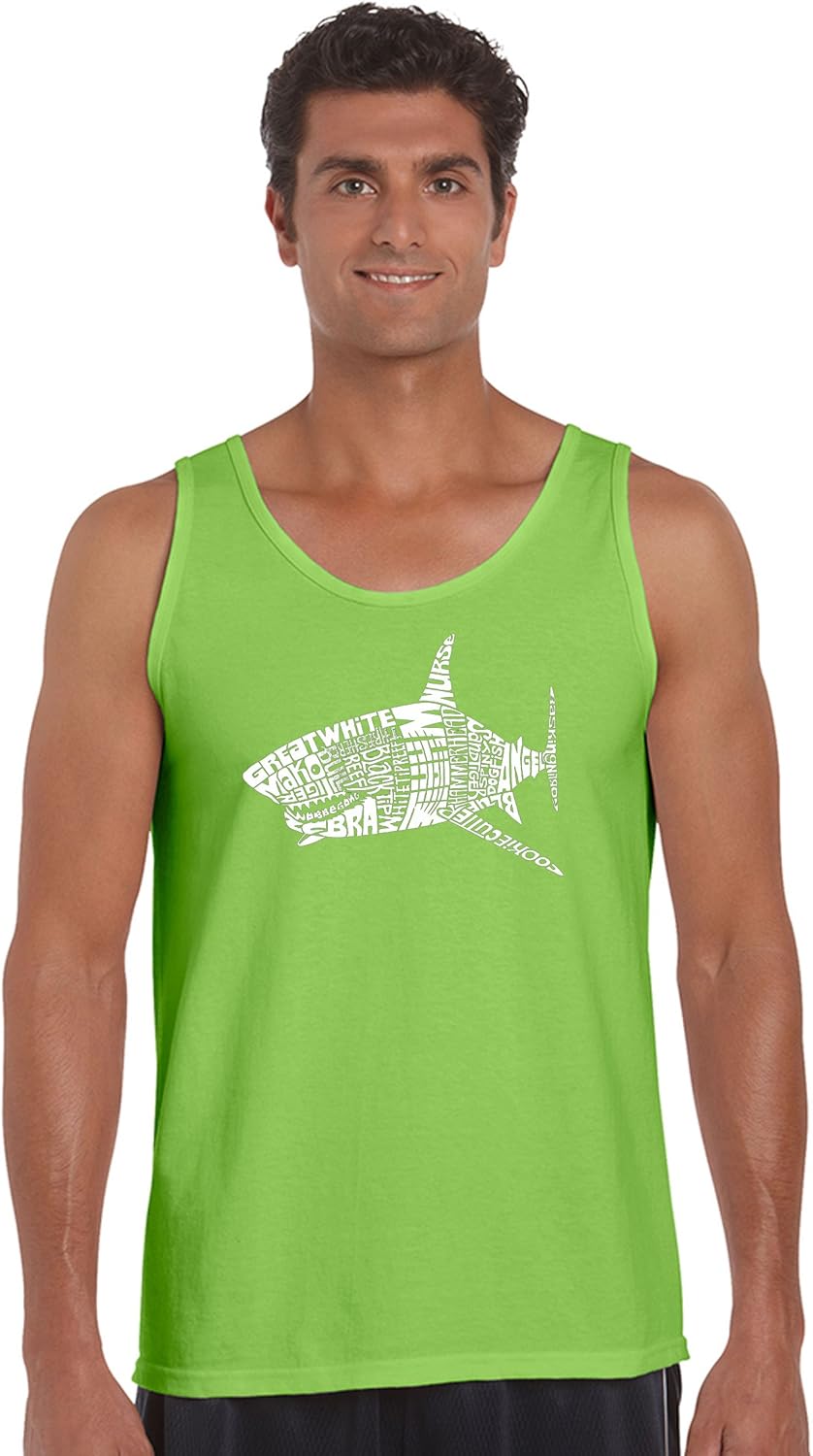 Men's Word Art Tank Top - Species of Shark- LA Pop Art