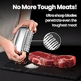 Gourmet Easy Meat Tenderizer Tool 100% Stainless Steel Hand Held Needle Blades view 3
