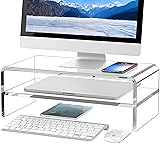 Egchi Clear Acrylic 2 Tier Monitor Stand Riser for