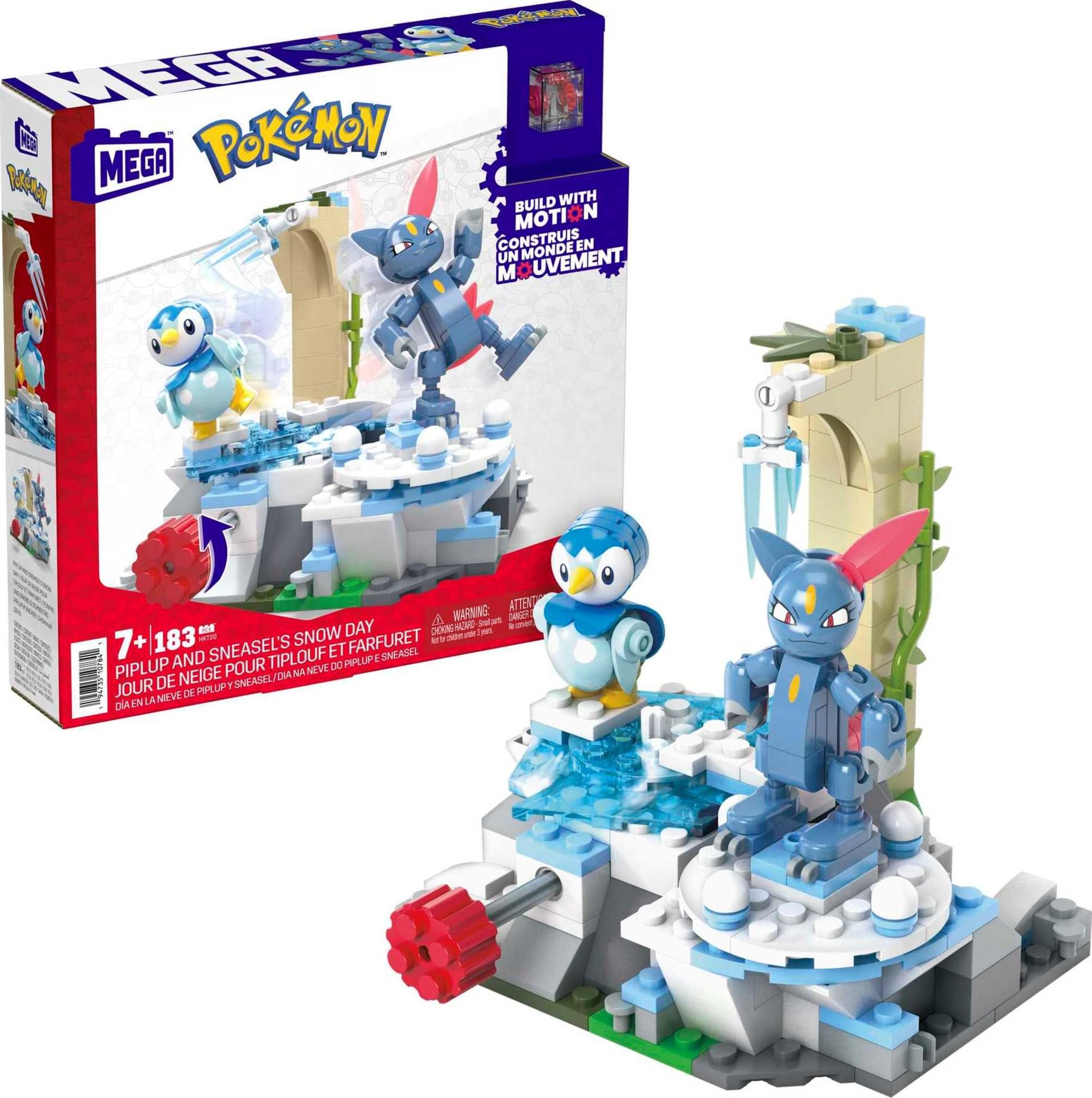 MEGA Pokémon Action Figure Building Toys, Piplup and Sneasel's Snow Day with 171 Pieces and Motion, 2 Poseable Characters, for Kids, HKT20