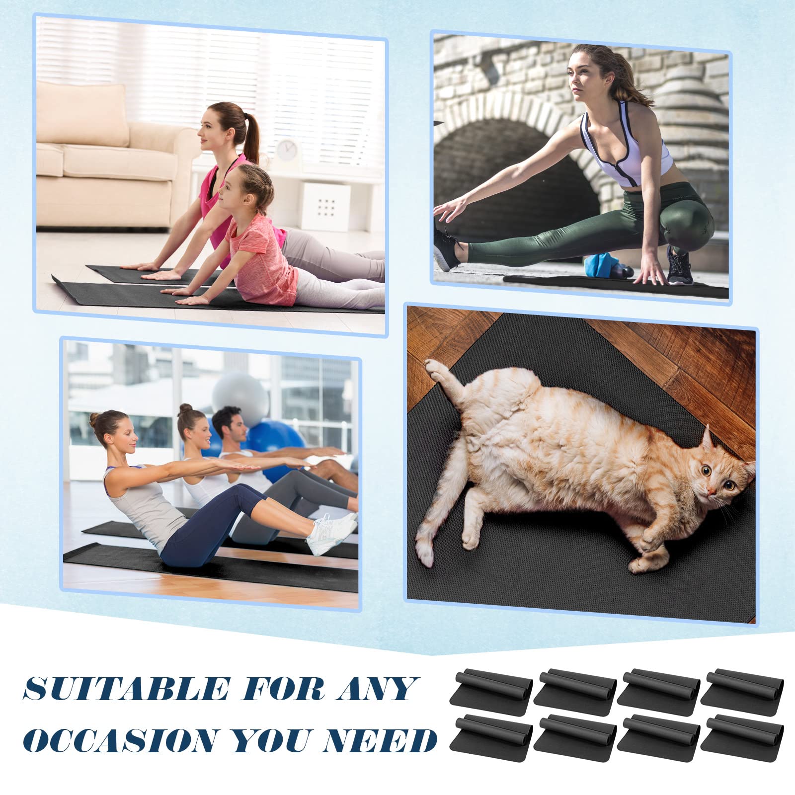 10 Pack Yoga Mats Bulk, 68'' x 24'' x 4mm Thick Yoga Mats for Kids and Adult Gym Mats Bundle Latex Free Exercise Mats with Non Slip Texture for Outdoor Yoga, Pilates or Workout (Black) - Image 7