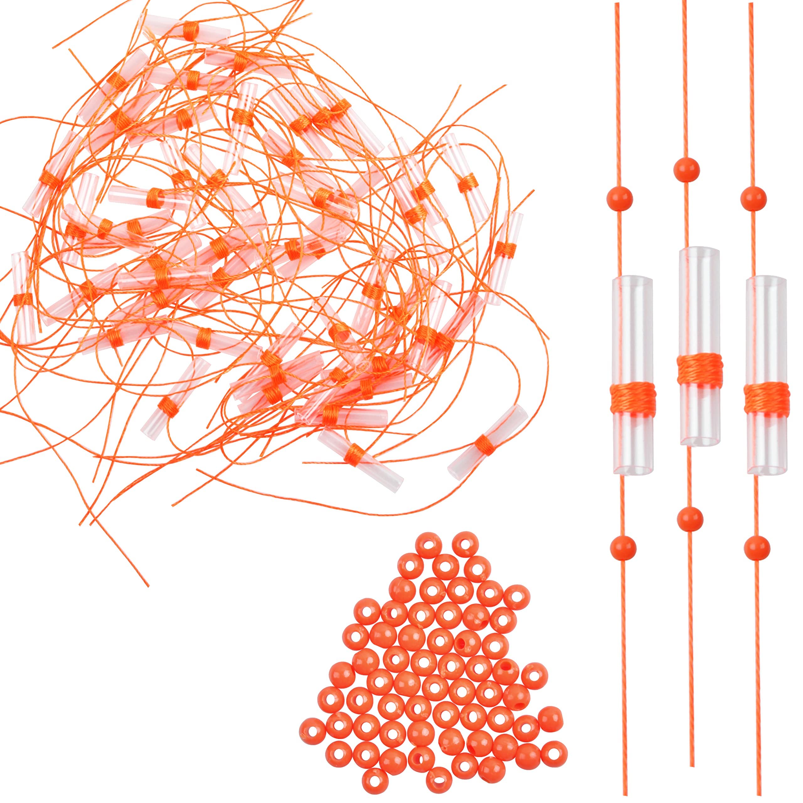 OROOTL Bobber Stops for Fishing Floats, Slip Bobber Stop String Knots with Plastic Beads Bobber Stoppers for Fishing Line Leader Saltwater Freshwater Fishing Tackle