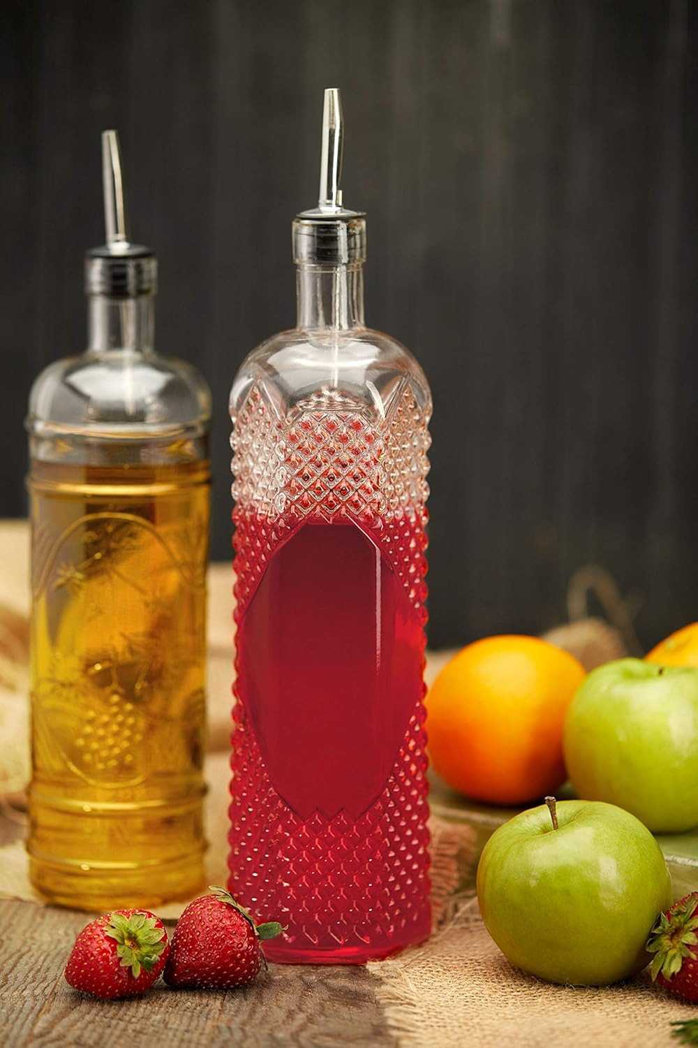 Large Clear Decorative Glass Bottle with Spout and Cork, 32oz, 1 Bottle - Design: Kristal (3in X 11.9in): Home Improvement