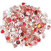 SANNIX 350Pcs Valentine's Day Charms, Valentines Charms for Jewelry Making Gold Enamel Charm Pendants for DIY Crafts Valentine Charm Bracelet Necklace Earrings Making Valentine's Day Gifts