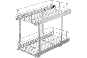 2 Tier Pull Out Cabinet Organizer 11" W X 22" D, Slide Out Drawers For Kitchen Cabinets, Pull Out Drawers For Cabinets Capaci