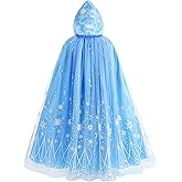 PURFEEL Girls Elsa Cape Hooded Cloak Kids Play Cape Dress up Costume