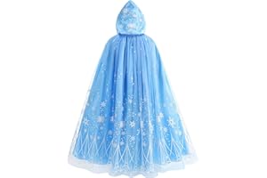 PURFEEL Girls Elsa Cape Hooded Cloak Kids Play Cape Dress up Costume