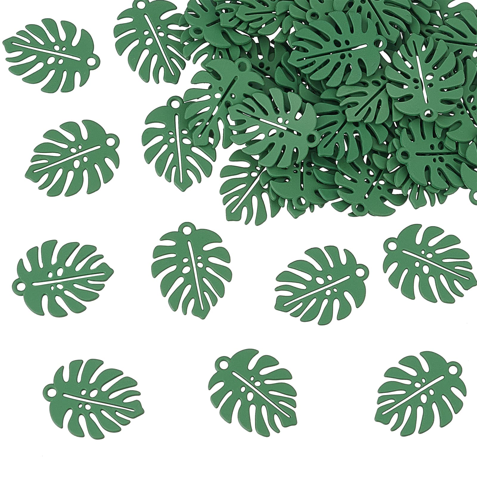 DICOSMETIC 50Pcs Tropical Leaf Charms Monstera Leaf Pendants Mini Enamel Plant Pendant Alloy Baking Painted Pendants Minimalist Style Charms for Christmas Jewelry Making, Hole: 1.6mm