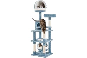 Yaheetech 61in Tall Ocean-themed Cat Tree, Multi-Level Cat Tower with Shark's Mouth-shaped Nest, Fish-shaped Platform, Sisal Scratching Posts, Plush Cat Bed Furniture as Cat Kitty Activity Center