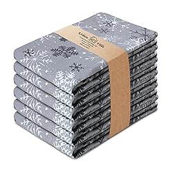 Urban Villa Christmas Kitchen Towels Grey Snowflake