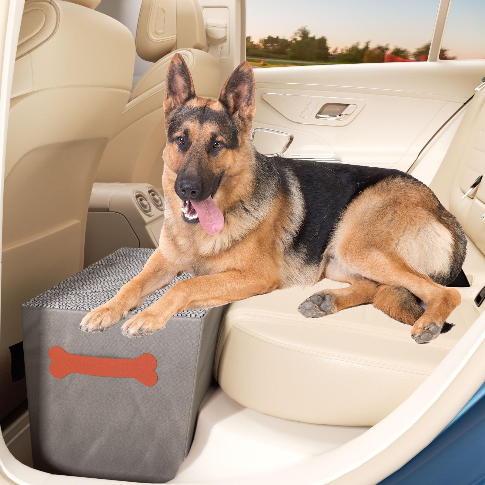 Photo 1 of Front & Back Seat Extender for Dogs - Hard Bottom Dog Ramp & Stairs for Car, Bed, Sofa or Car Accessories