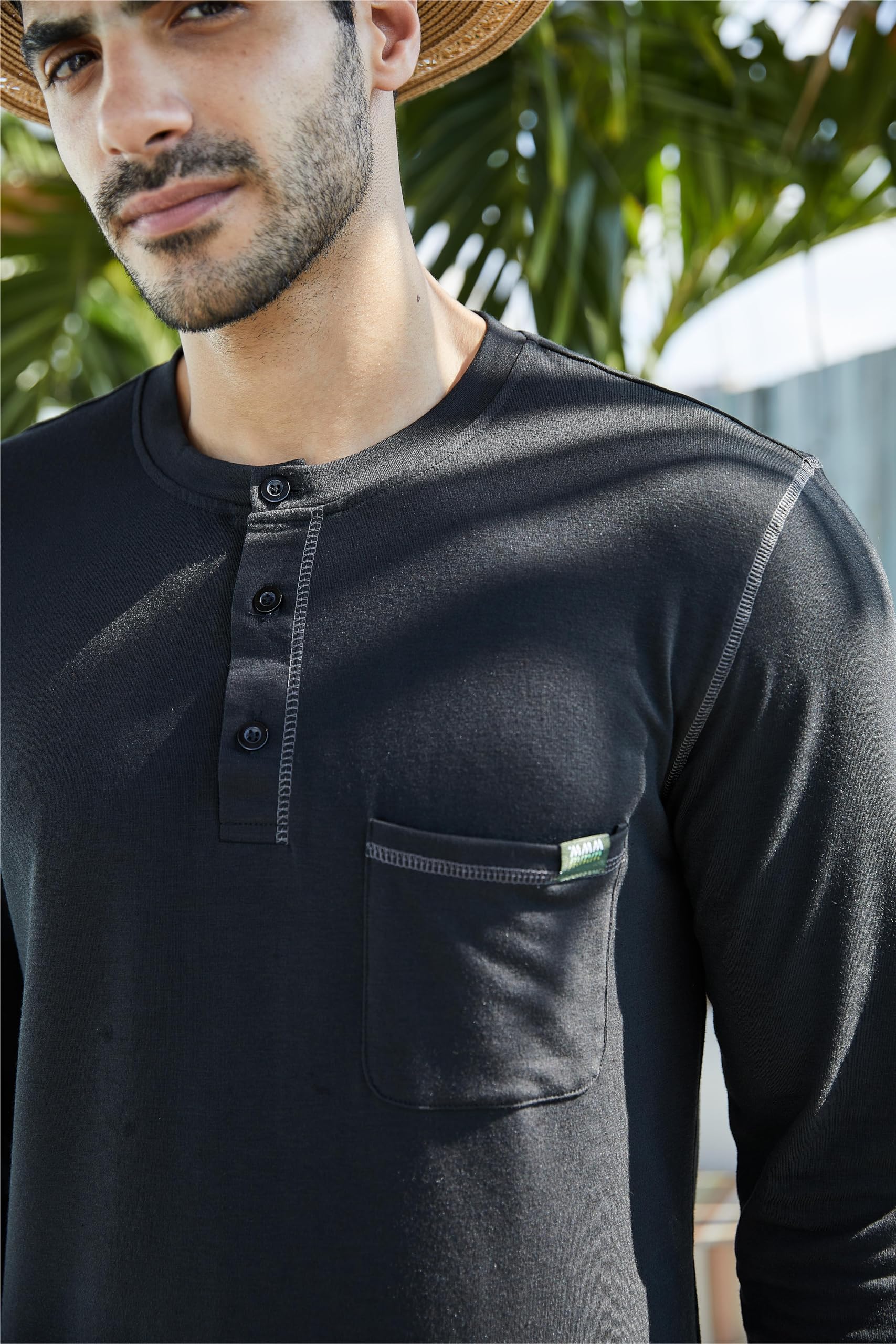 Qekoma Men's Henley Shirts Short/Long Sleeve Casual Cotton T-Shirt Classic Button Basic Stylish Tees Tops