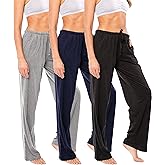 Sexy Basics Women's Soft Flex 100% Cotton Knit Pajama Pants | Lounge Sleep Bottoms | Drawstring & Pockets| Multi Packs