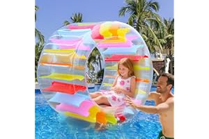 Zcaukya 65"/47" Giant Inflatable Wheel Roller, Colorful Water Rolling Wheel Float for Kids Summer Swimming Pool Parties, Rolling on The Lawn, Indoor Outdoor Fun Toys for Games Supplies