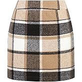 IDEALSANXUN Womens Plaid Mini Skirt Fall Winter High Elastic Waist Short Pencil Skirt
