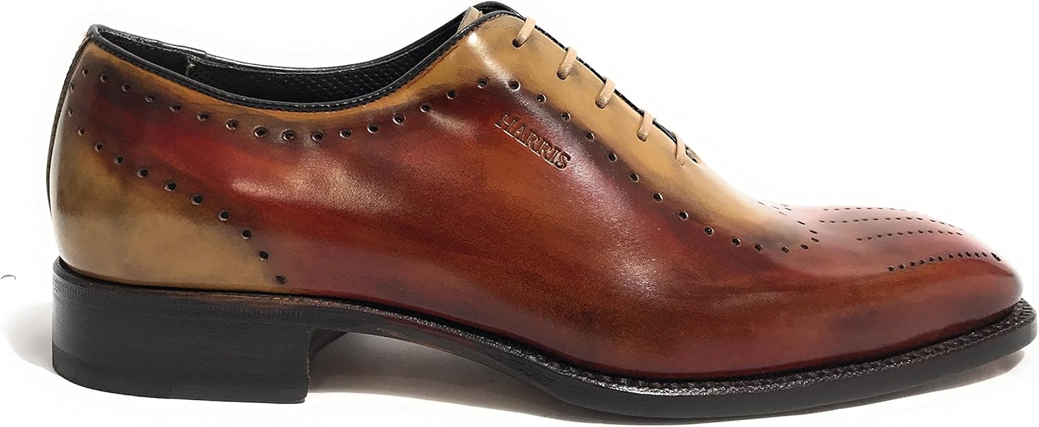 Harris Scarpe Uomo Francesina fatta a Mano in Pelle col. Shade Cuoio