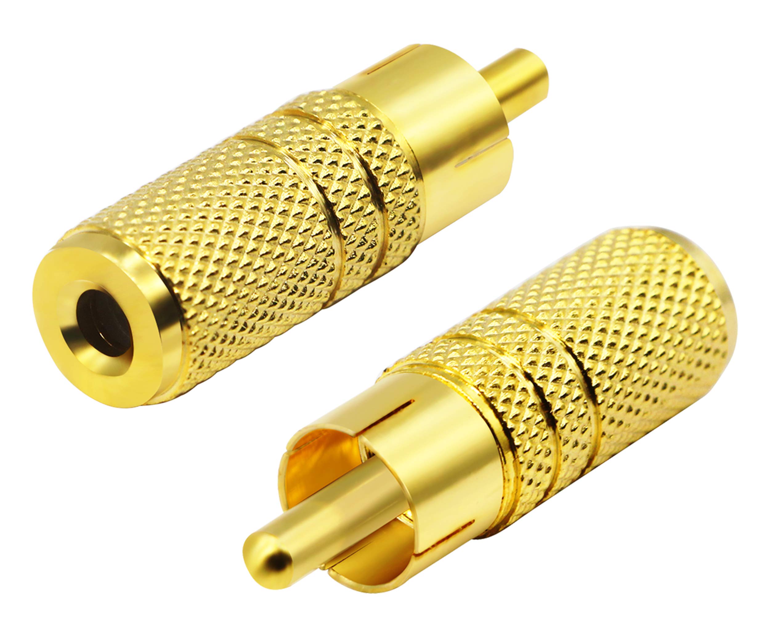 zdyCGTime Metal Jack 3.5mm (1/8 Inch) Female to RCA Male Audio Plug Adaptor Connector for 3.5MM Headphone Adapter Cable,Gold Plated RCA to 3.5MM Audio Adapter.(2 Pack)