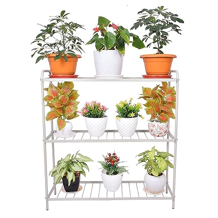 D&V ENGINEERING - Creative in innovation Metal 3-Tier Indoor Outdoor Multipurpose Plant Stand Rack, Flower Pot Display Shelf, 34