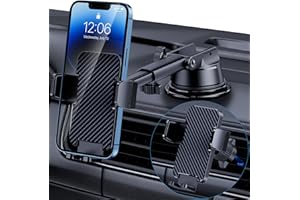 GUWEZ Phone Holders for Your Car [Military Grade Suction Ultra Strong Base] Cell Phone Car Holder 3 in 1 Dashboard/Windshield/Air Vent Hands-Free for iPhone Android