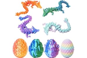 UXBSTM Officially Licensed 4 Pack 3D Printed Dragon Set with Unique Eggs, Mini Mystery Crystal Dragon Easter Egg Fillers Toys, Surprise Gift 3D Printed Animals Fidget Toys, Christmas Toy 2025