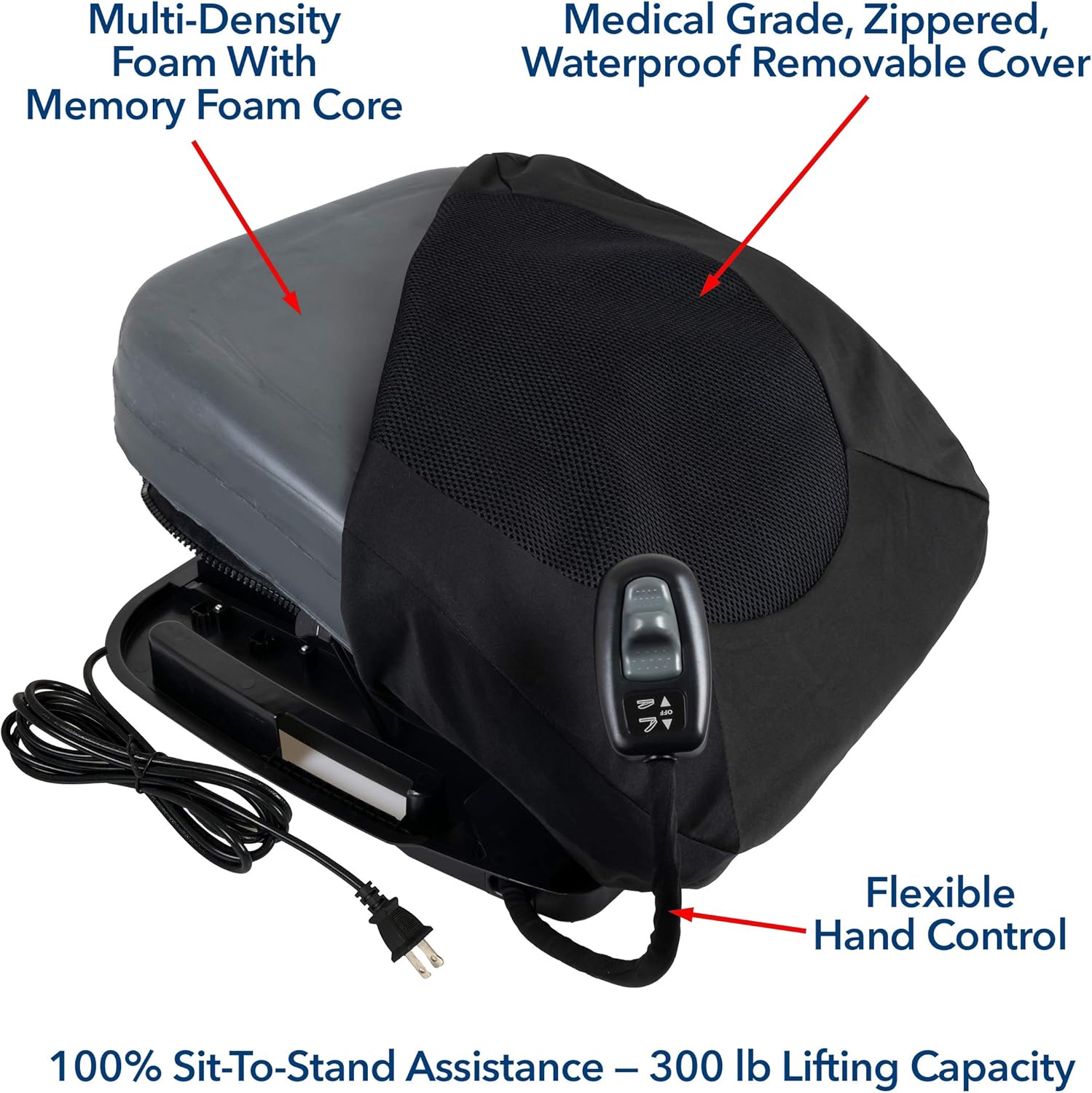 Carex Premium Power 20 inch Chair Lift for Stand Assist - Chair Lift Assist Devices for Easy Lift Assist - Fully Electric Power Seat for 100% Sit to Stand Lift Supports up to 300 lbs: Health & Personal Care