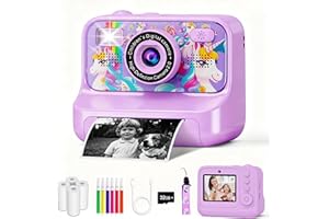 KALINCO Kids Camera, Upgrade Kids Camera Instant Print, Front Rear Dual Selfie Digital CAM with 1080P Videos, Portable Travel Toy with Games and Music, Christmas Birthday Gift for Boys, Girls and Teens