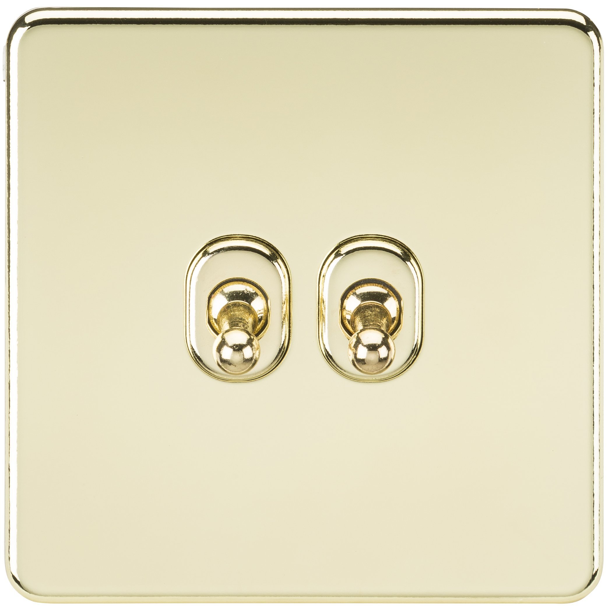 Knightsbridge SF2TOGPB Screwless 10A 2G 2-Way Toggle Switch - Polished Brass