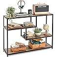 LINSY HOME Console Table, 4-Tier Sofa Tables for Entryway, Narrow Tables with Open Storage Shelves, 39.3” Console Tables for Entryway, Hallway, Sofa, Couch, Living Room, Bar, Kitchen, Brown Oak