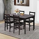 Pazidom Kitchen Table Set 5 Piece Dining Table Set Sturdy Wooden Square Table and Chair Breakfast Table Set for 4 Person, Small Dining Room Table Set for Restaurant Home Kitchen Living Room, Brown