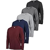 HXP 5 Pack Boys Long Sleeve Shirts Youth Dry Fit Shirts Boys' Activewear Athletic Performance T-Shirts Clothes 6-18 Years