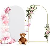Pureegg Arch Backdrop Stand and Cover Set, Metal, 7.2 ft, White | Wedding, Party, Celebrations, Easy Assembly, Stable Base, Gold Frame