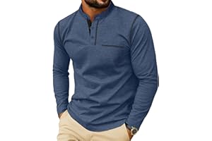 Sailwind Men's Henley Shirts Long Sleeve Button T-Shirt Casual Stylish Cotton Pullover Shirt with Pocket