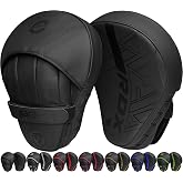RDX Boxing Pads Curved Focus Mitts, Maya Hide Leather Kara Hook and jab Training Pads, Adjustable Strap Ventilated, MMA Muay Thai Kickboxing Coaching Martial Arts Punching Hand Target Strike Shield
