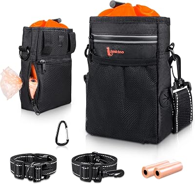 Lanktoo Dog Treat Pouch Bag with Poop Bag Holder Waterproof Nylon Adjustable