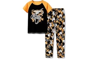 Tebbis 2-Piece Cozy Pajamas For Little/Big Boys Gamer Yellow Short Sleeves & Pants Soft PJs Set Kid Size 6-18