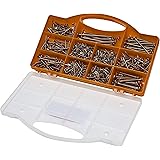 Brackit Screws 780 Pc Assortment Kit Large Value Pack Zinc-Plated, Extra Strength Assorted Wood Screws for Door Hinges, Repairs.