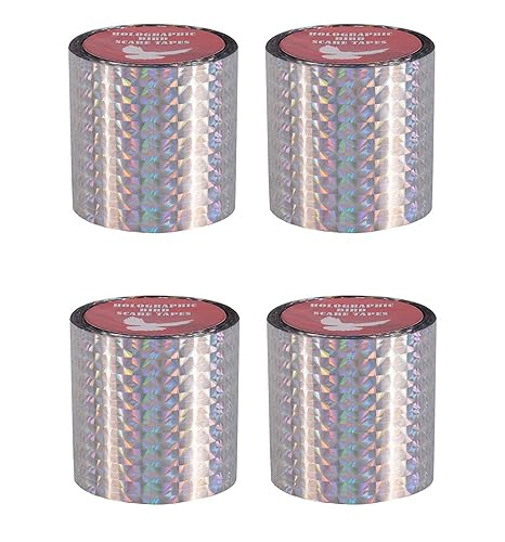 Spick Global Holographic Prismatic Pigeon Control Tape Bird Scare Ribbon Length 99 Feet Width 2 inch Set of 4 Rolls