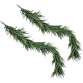 2PCS 72" Artificial Norfolk Pine Garlands, Real Touch Christmas Dector Faux Greenery Garlands, Realistic Artificial Garland for Mantle,Fireplace,Table, Indoor, Window Stairs Outdoor Decoration