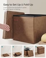 SONGMICS MAZIE Storage Ottoman 38 cm Folding Foot Rest 43 L Brown LSF030K51 view 6